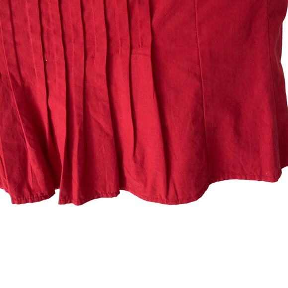 Anthropologie Forever That Girl Pintucked Ruffle Red Blouse Shirt NWTs medium - Picture 7 of 10